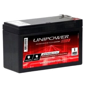 Bateria Selada 12V 7A Recarregável VRLA NoBreak e Segurança Unipower