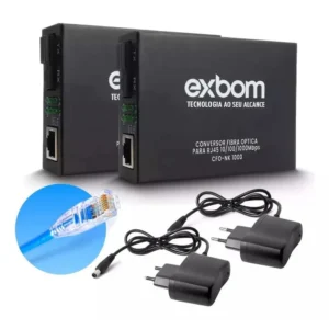 Par Conversor Mídia exbon Fibra Óptica A+b Gigabit 1000 Mbps