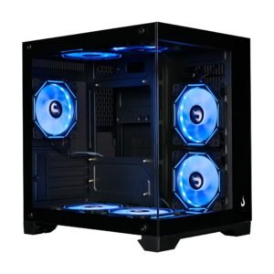 Gabinete Gamer Rise Mode Galaxy Glass M Mini, M-ATX, Lateral e Frontal em Vidro Temperado, Preto
