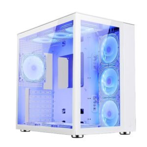Gabinete Gamer Rise Mode Galaxy Glass Standard, Mid Tower, ARGB, ATX, Lateral e Frontal em Vidro, 10x Cooler Fan, Branco
