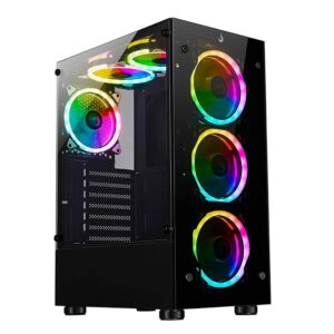 Gabinete Gamer Rise Mode Glass 06x, Mid Tower, ARGB, ATX, Lateral e Frente em Vidro, 6x Fans, Preto